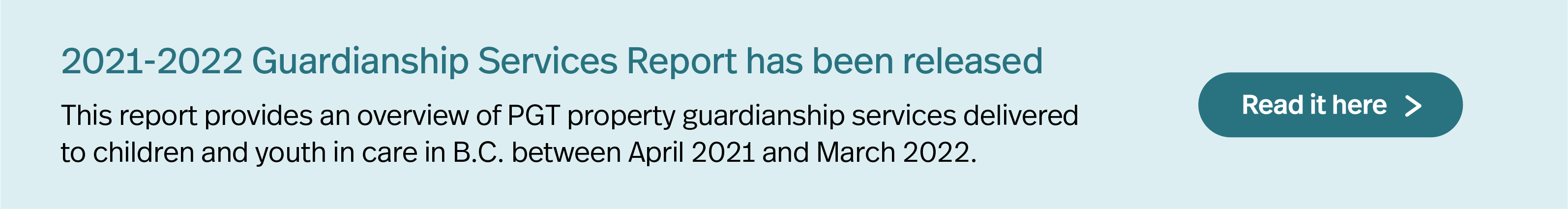 2021-2022 Guardianship Report release banner. Read it here.